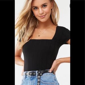 Forever 21 square neck striped rib top